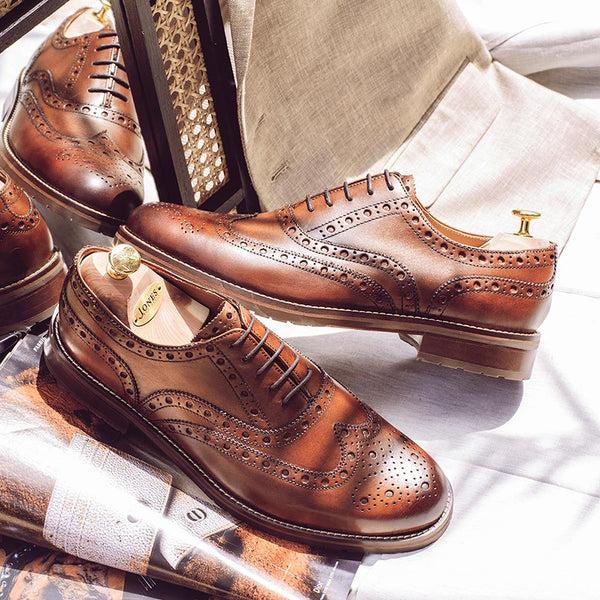 Jones Bootmaker Men's Bertie Oxford Men's Brogues - Brown