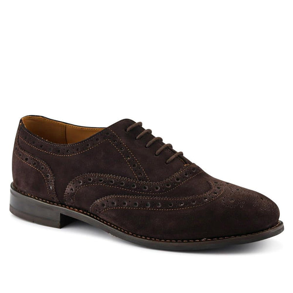 jones bootmaker Men's Braxton Leather Brogues - Dark Brown Suede
