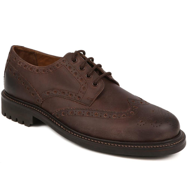 jones bootmaker Men's Bushwick Goodyear Welted Leather Brogues - Espresso