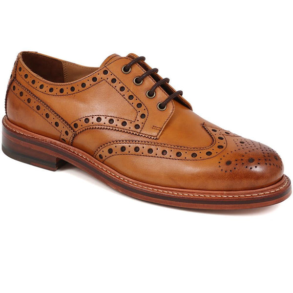 jones bootmaker Men's Bushwick Goodyear Welted Leather Brogues - Tan