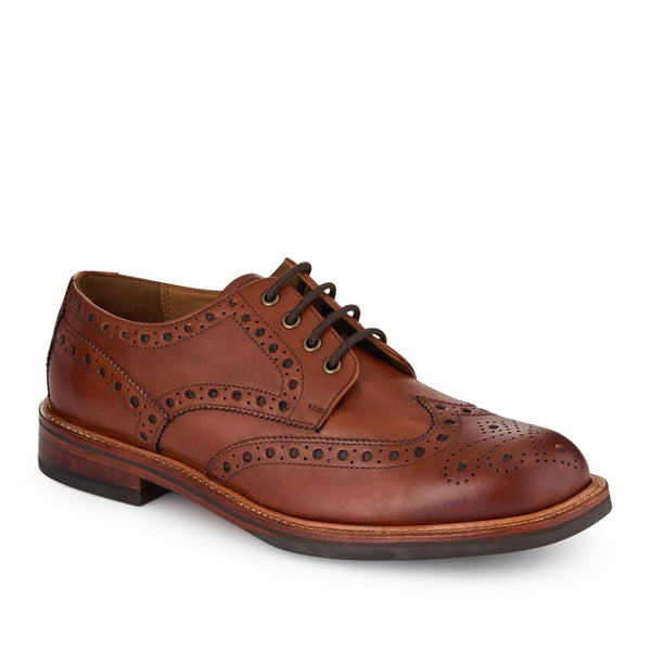 jones bootmaker Men's Bushwick1 Buffalo Leather Brogues - Cognac