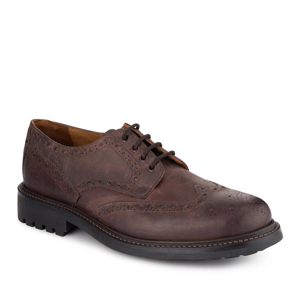 jones bootmaker Men's Bushwick1 Buffalo Leather Brogues - Espresso