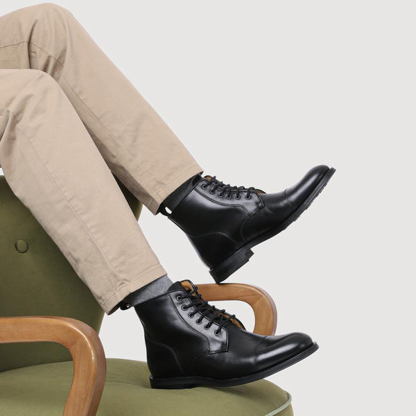 Jones Bootmaker Men's Chalkwell Smart Leather Lace-Up Boots - Black