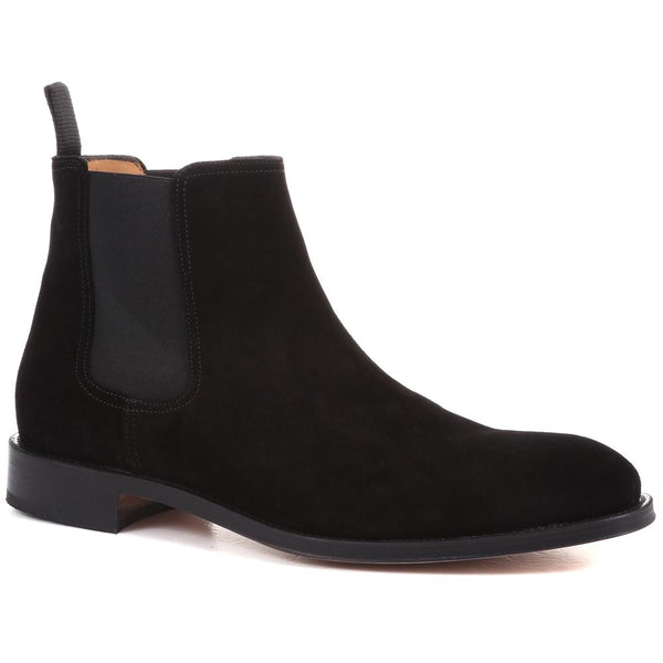 jones bootmaker Men's Cheltenham Handmade Chelsea Boots - Black Suede