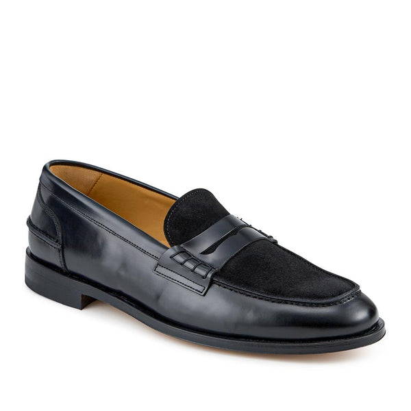 jones bootmaker Men's Creed Smart Leather Slip-Ons - Black-Black Suede