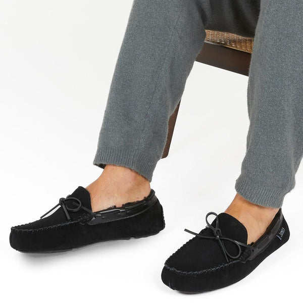 Jones Bootmaker Men's Dallas Sheepskin Lined Slippers - Black