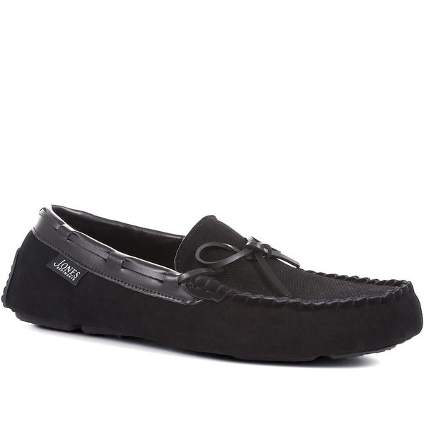 jones bootmaker Men's Dallas Sheepskin Lined Slippers - Black