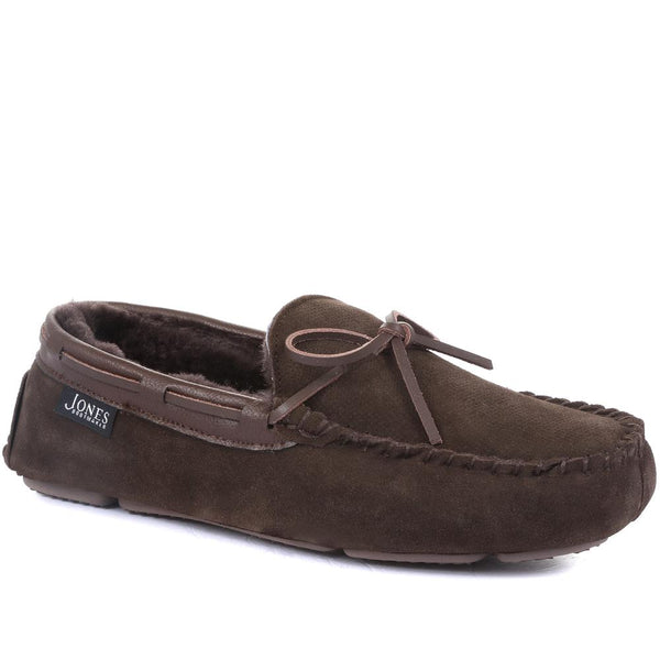 jones bootmaker Men's Dallas Sheepskin Lined Slippers - Brown
