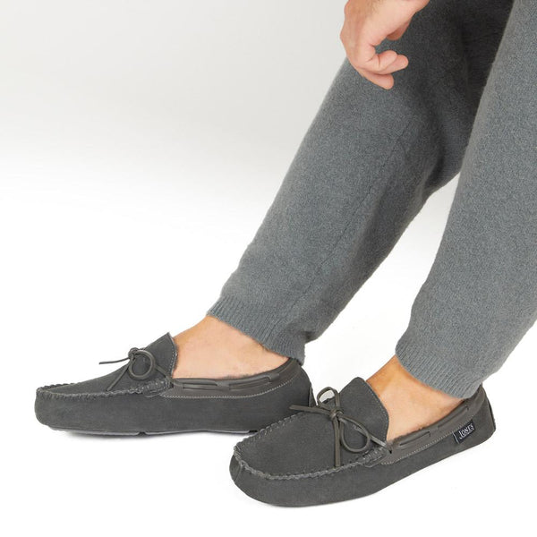Jones Bootmaker Men's Dallas Sheepskin Lined Slippers - Charcoal