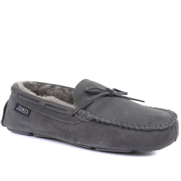 jones bootmaker Men's Dallas Sheepskin Lined Slippers - Charcoal