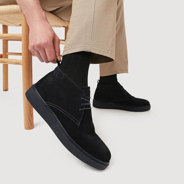 Jones Bootmaker Men's Dane Leather Lace-Up Boots - Navy Suede