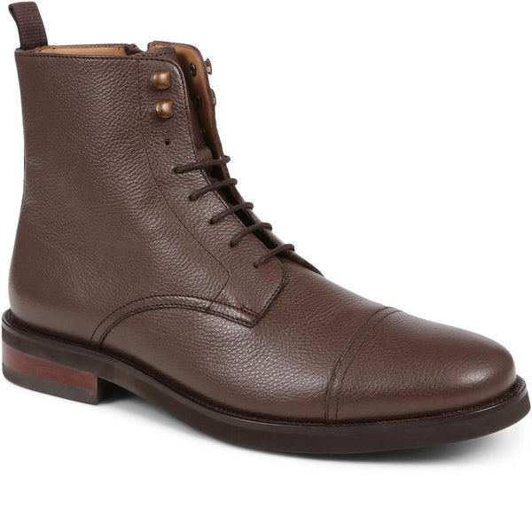 jones bootmaker Men's Darley Leather Lace Up Boots - Dark Brown