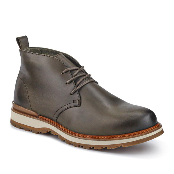 jones bootmaker Men's Darrel Grippy Leather Ankle Boots - Olive