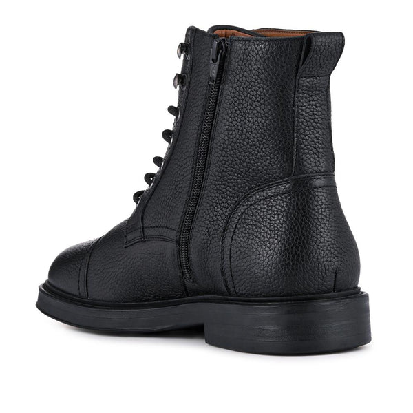 Jones Bootmaker Men's Davide Leather Wide-Fit Military Boots - Black Grain