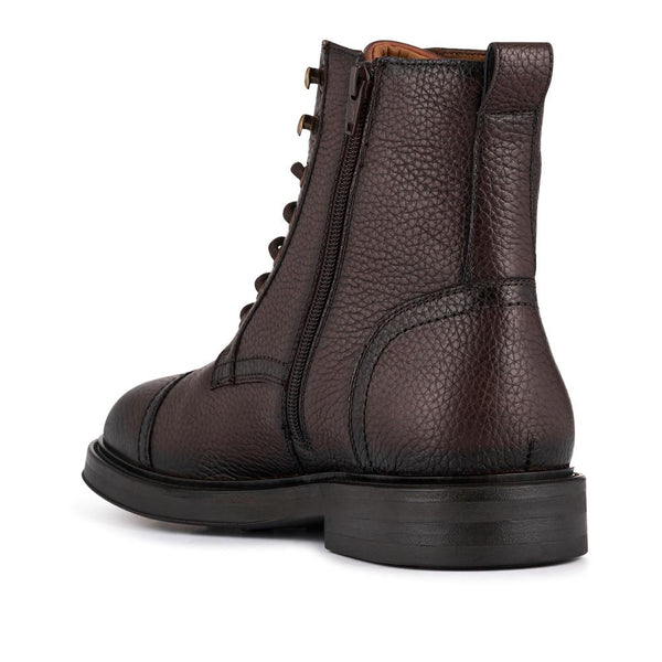 Jones Bootmaker Men's Davide Leather Wide-Fit Military Boots - Brown Grain