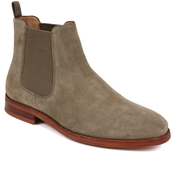 jones bootmaker Men's Deakin Leather Chelsea Boots - Olive Suede