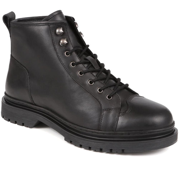 jones bootmaker Men's Denzel Leather Lace Up Boots - Black