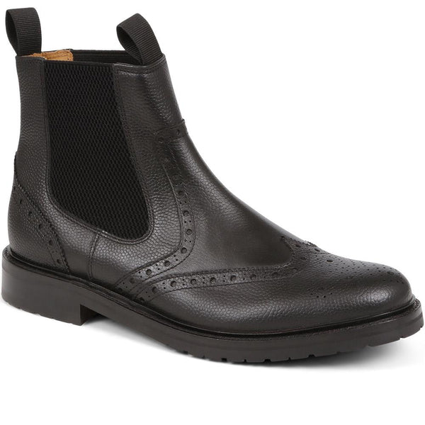 jones bootmaker Men's Desborough Leather Chelsea Boots - Black