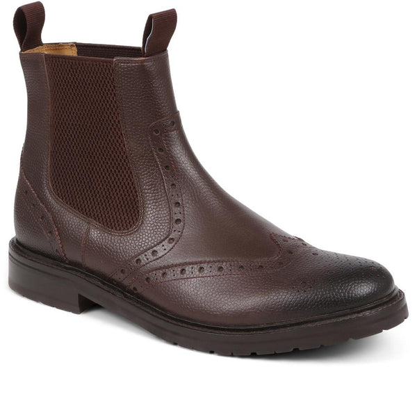 jones bootmaker Men's Desborough Leather Chelsea Boots - Dark Brown