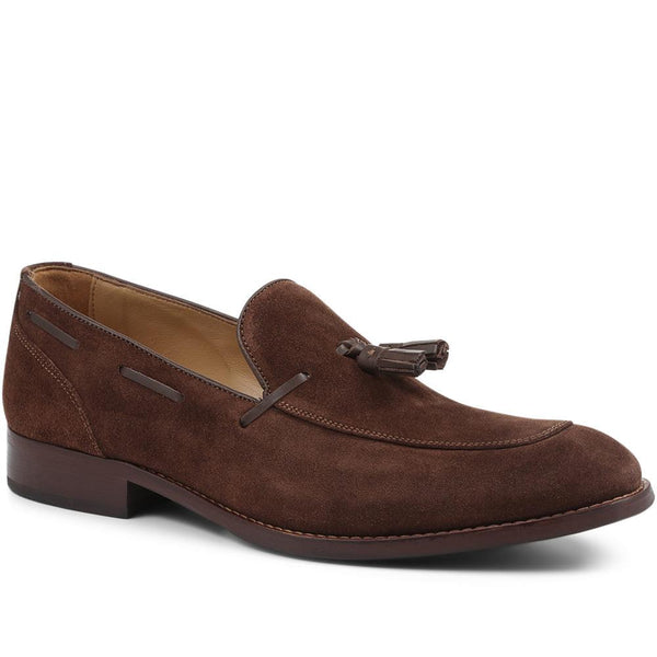 jones bootmaker Men's Devon Leather Tassel Loafers - Brown Suede