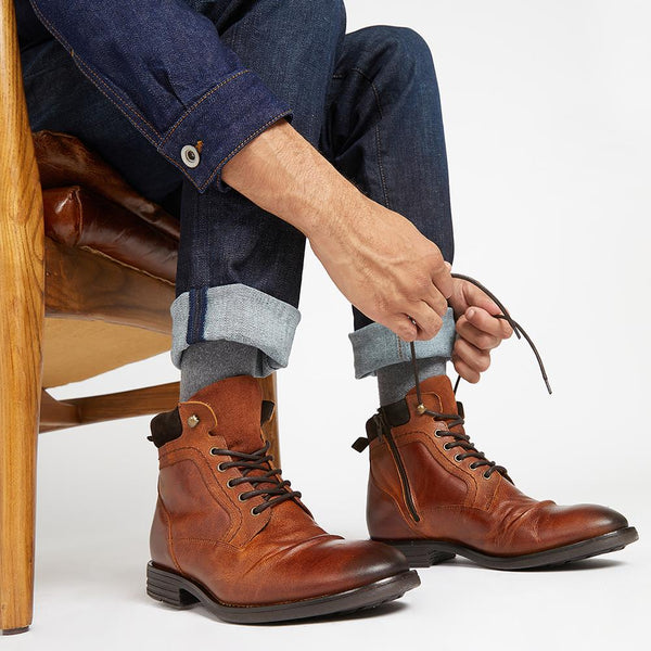 Jones Bootmaker Men's Docklands Leather Lace-Up Boots - Dark Tan