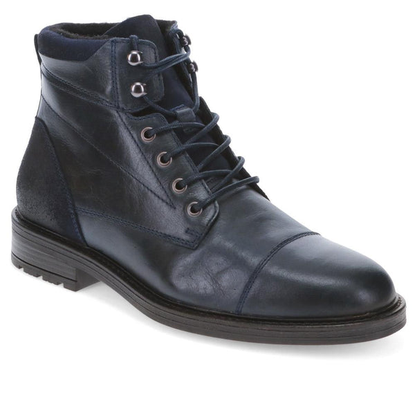 jones bootmaker Men's Dusseldorf Leather Lace-Up Boots - Navy