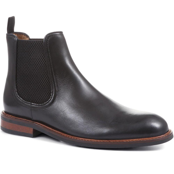 jones bootmaker Men's Eastbourne Leather Chelsea Boots - Black
