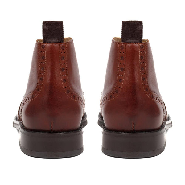 Jones Bootmaker Men's Eastburn Brogue Detailed Desert Boots - Cognac