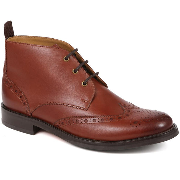 jones bootmaker Men's Eastburn Brogue Detailed Desert Boots - Cognac
