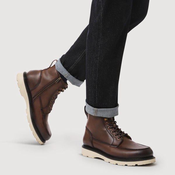 Jones Bootmaker Men's Essex Chunky Leather Boots - Dark Brown