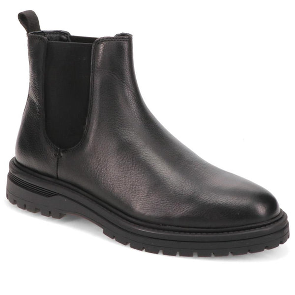 jones bootmaker Men's Ethan Casual Leather Ankle Boots - Black Grain