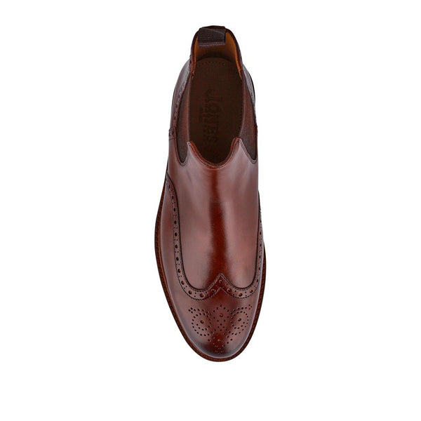 Jones Bootmaker Men's Fieldston Brogue Wingtip Chelsea Boots - Chestnut
