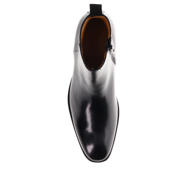 Jones Bootmaker Men's Flaxen Leather Ankle Boots - Black