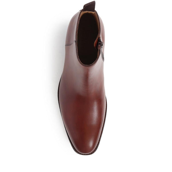 Jones Bootmaker Men's Flaxen Leather Ankle Boots - Chestnut