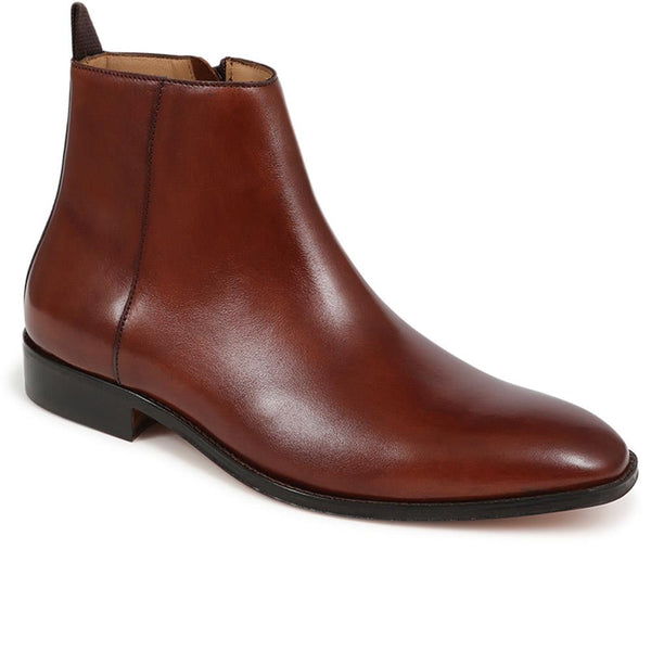 jones bootmaker Men's Flaxen Leather Ankle Boots - Chestnut