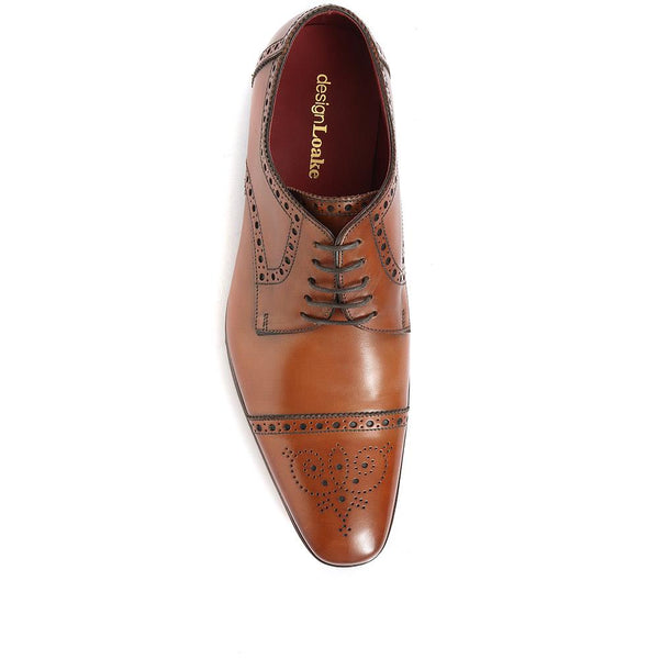 Jones Bootmaker Men's Foley Calf Leather Derby Brogue - Brown-Beige