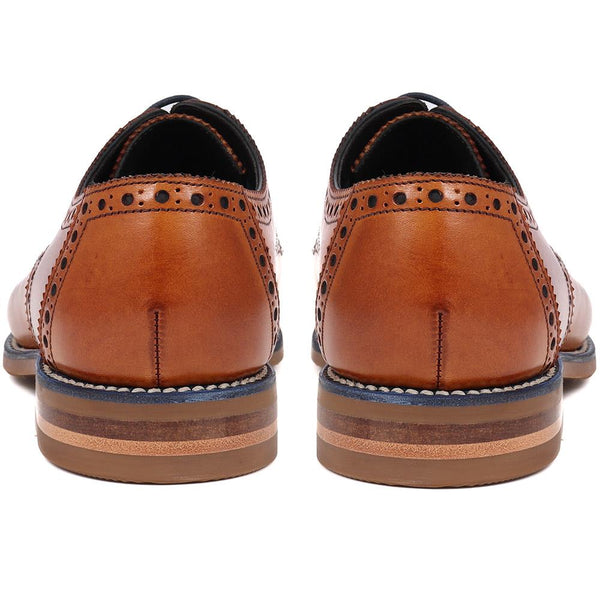 Jones Bootmaker Men's Foley Calf Leather Derby Brogue - Tan