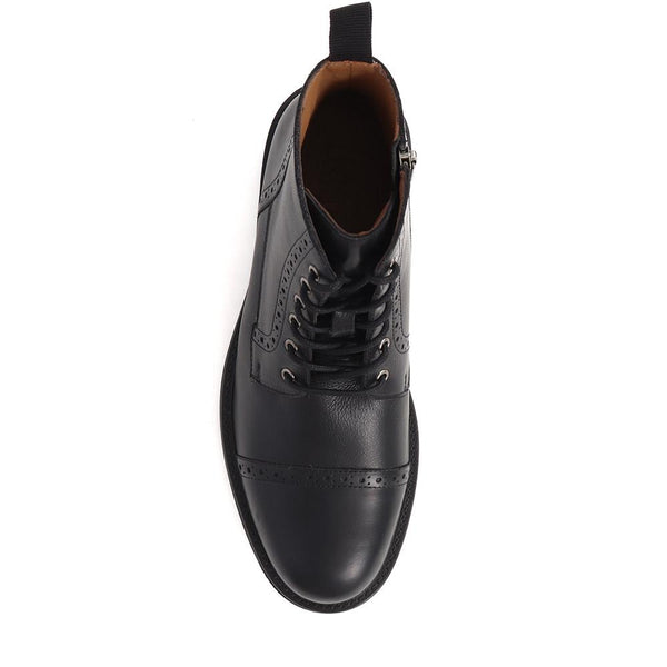 Jones Bootmaker Men's Guiseley Leather Lace-Up Boots - Black