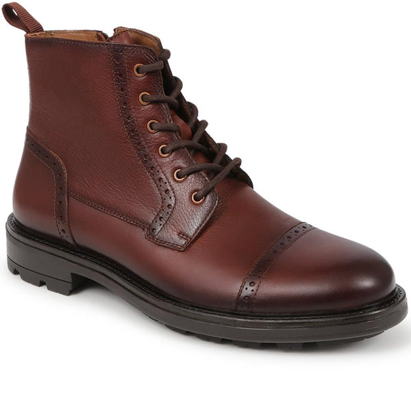 jones bootmaker Men's Guiseley Leather Lace-Up Boots - Brown