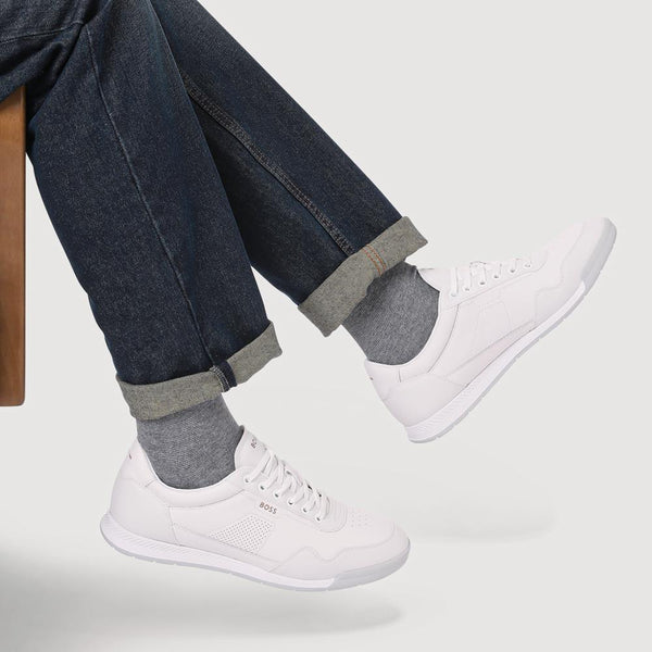 Jones Bootmaker Men's Hugo Boss Leather OrthoLite Trainers - White