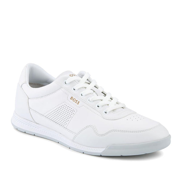 jones bootmaker Men's Hugo Boss Leather OrthoLite Trainers - White