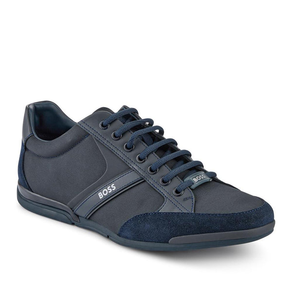 jones bootmaker Men's Hugo Boss Mixed-Material Trainers - Navy