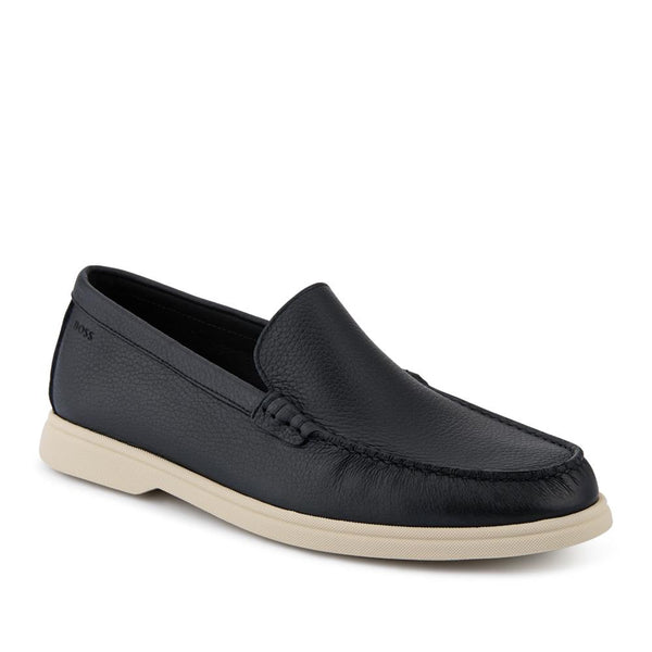 jones bootmaker Men's Hugo Boss Tumbled-Leather Moccasins - Black