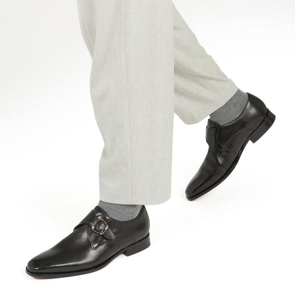 Jones Bootmaker Men's Justin Leather Single Strap Monk Shoes - Black