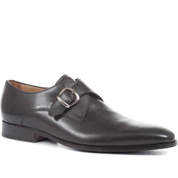 jones bootmaker Men's Justin Leather Single Strap Monk Shoes - Black