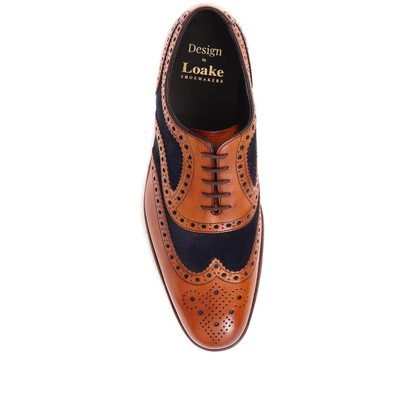 Jones Bootmaker Men's Kerridge Wide Fit Leather Oxford Brogues - Tan-Navy