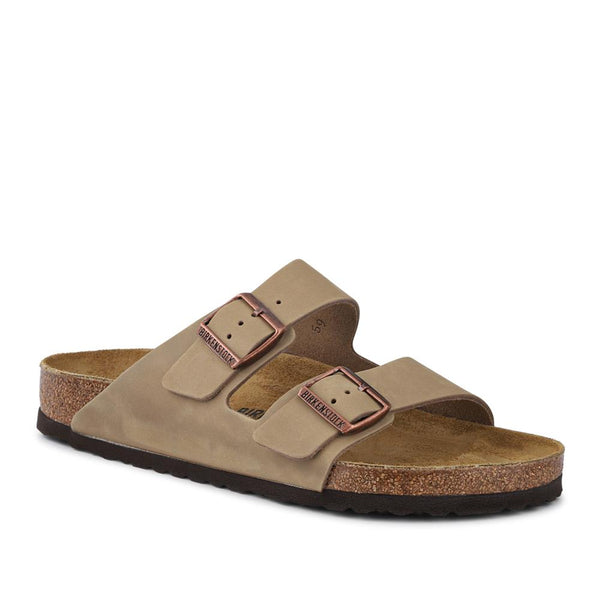 jones bootmaker Men's Leather Dual-Buckle Mule Sandals - Tobacco