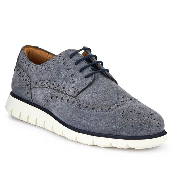 jones bootmaker Men's LondonCity2 Brogue Derby Shoes - Grey Suede