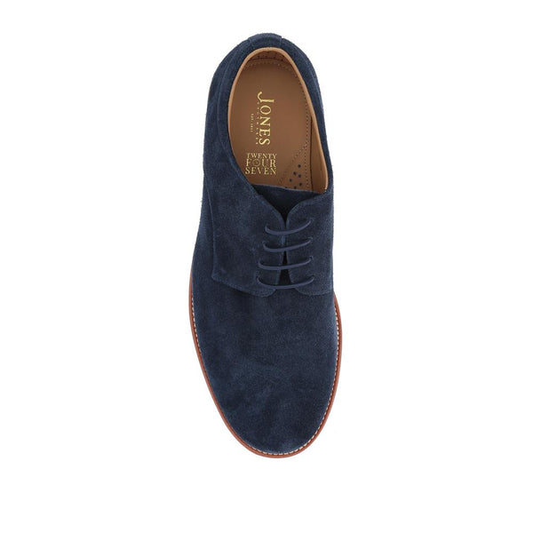Jones Bootmaker Men's Longfield Wide Fit Leather Lace Up Shoes - Navy Suede