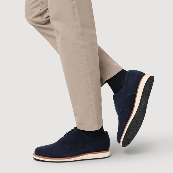 Jones Bootmaker Men's Longfield Wide Fit Leather Lace Up Shoes - Navy Suede